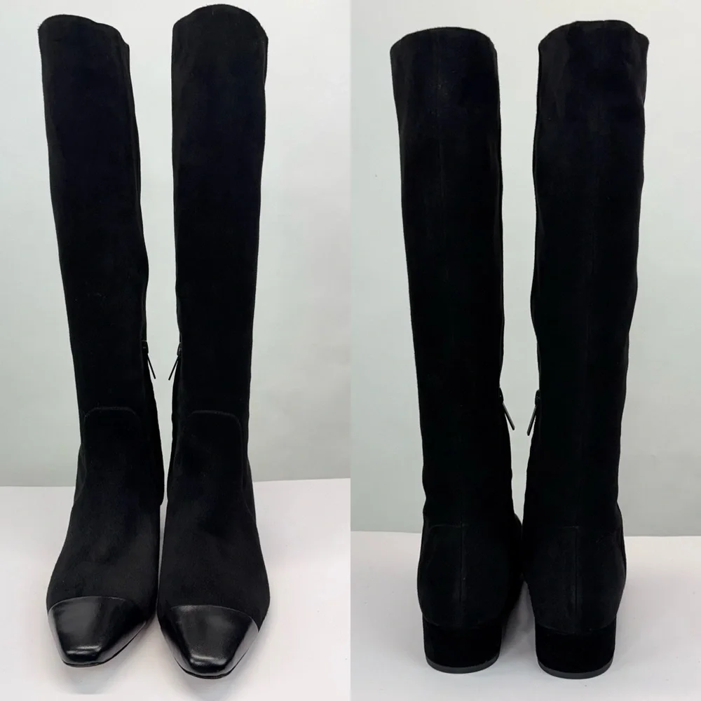 New Veronica Beard Cecile Suede Tall Boot Black Sz 9.5